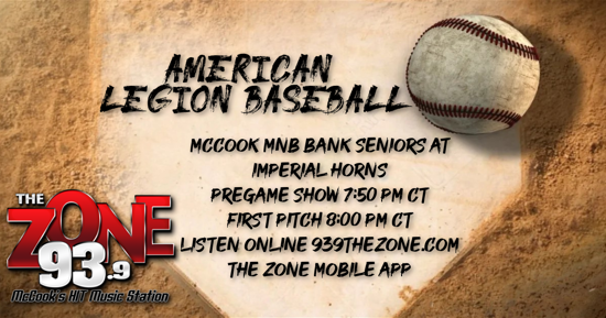 Listen Live - McCook American Legion Baseball - MNB Bank at Imperial