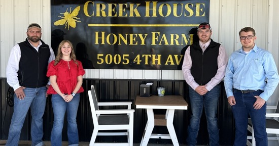 NCTA Ag Business competitors visit Honey Creek Farm (L-R): Owen Harb, Grand Island; Jordan Lans, Lexington; Tyler Keener, Mitchell; and Erik Snyder, Grant.